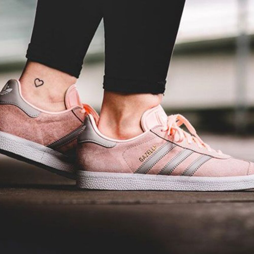 Pale Pink & Grey Adidas Gazelle Shoes Suede Unisex